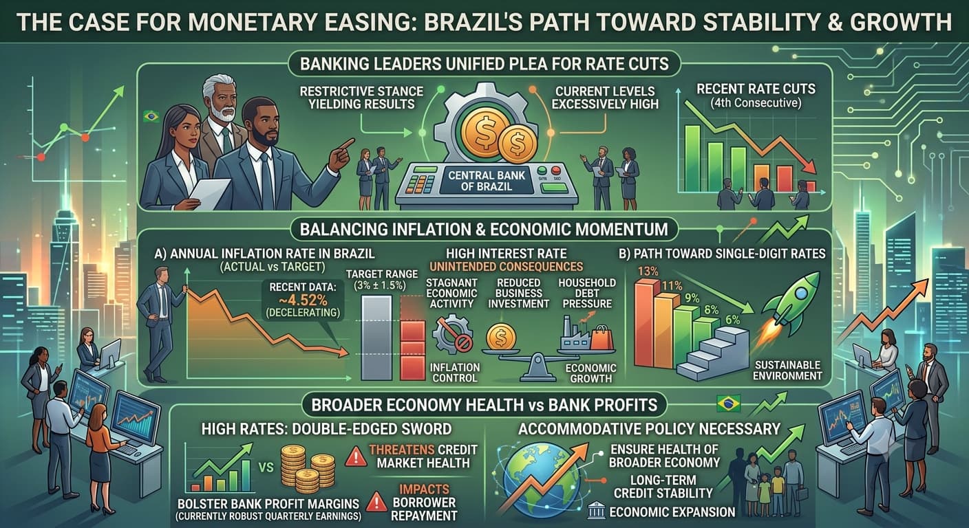 Brazil’s Banking Leaders Call for Continued Interest Rate Reductions to Boost Growth