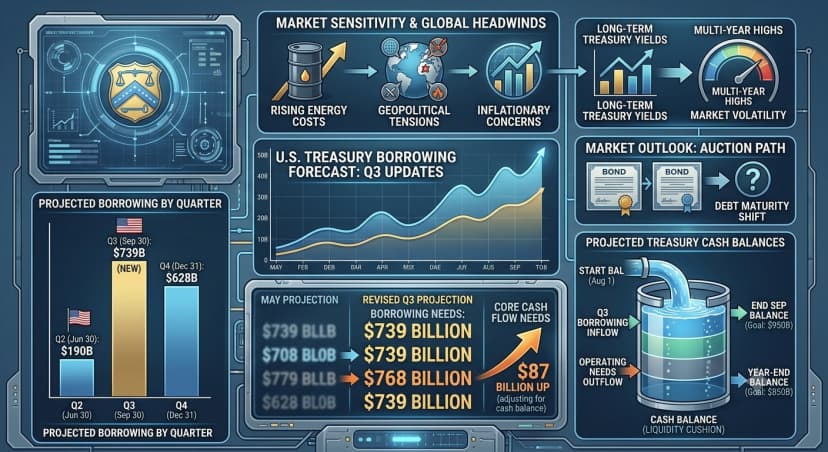 U.S. Treasury Adjusts Borrowing Forecast Upward for Third Quarter