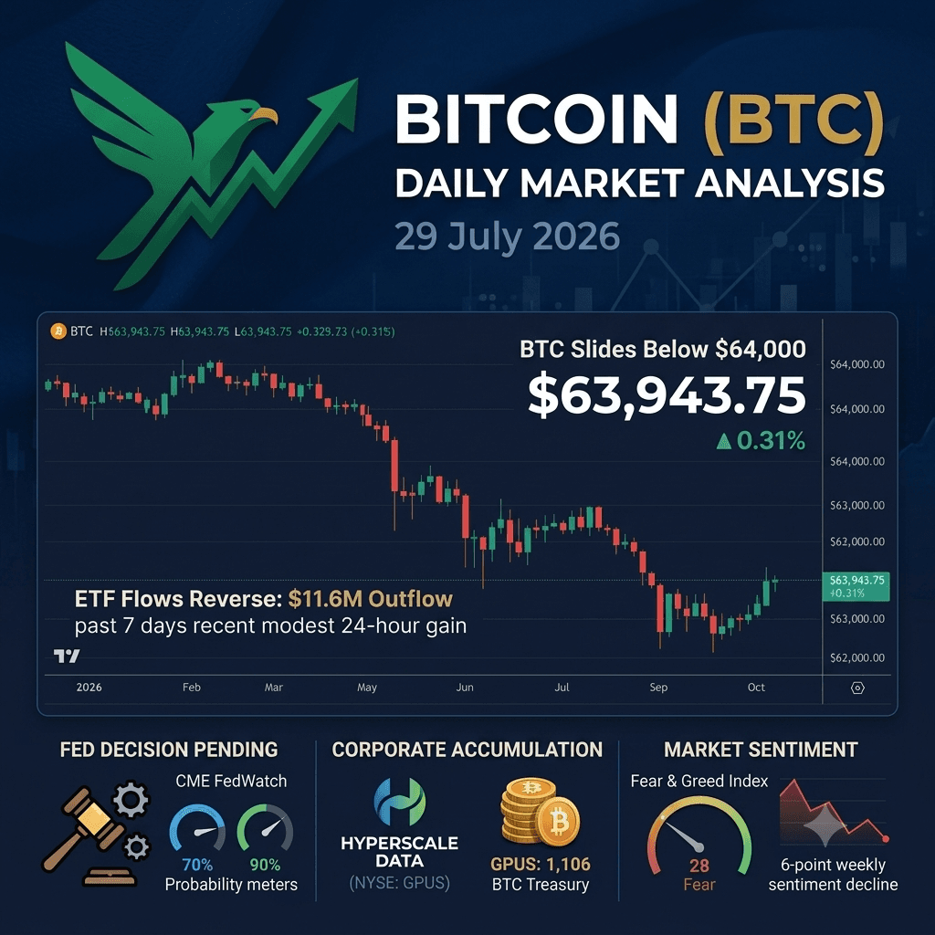 Bitcoin Faces Macro Headwinds: Price Struggles Under $64,000 Amid Fed Uncertainty